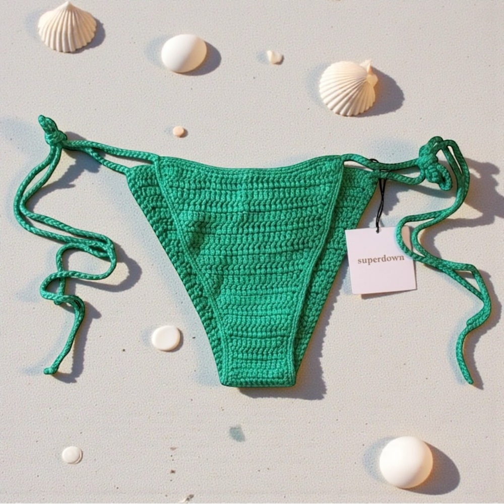 Superdown Emerald Crochet Bikini Bottom Size XS NWT